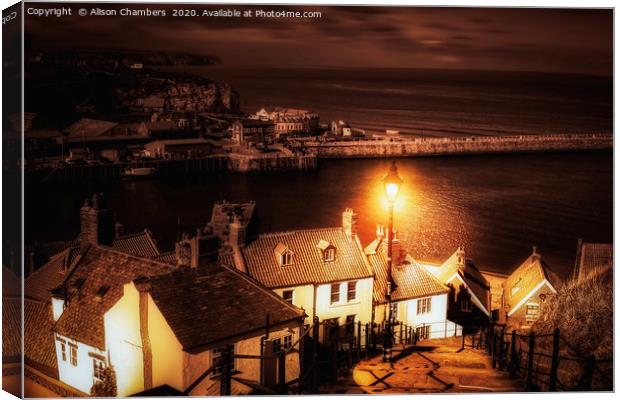Whitby 199 Steps Canvas Print by Alison Chambers