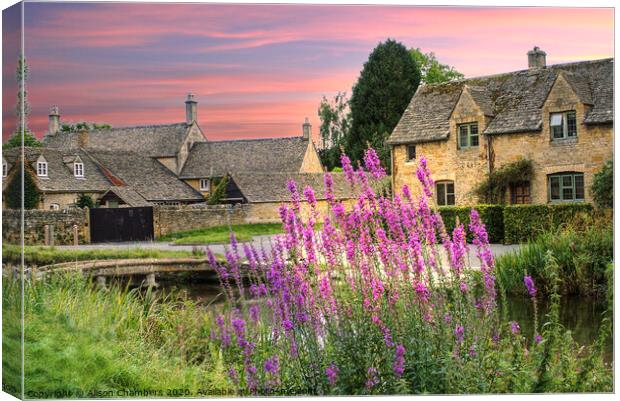 Red Sky at Lower Slaughter  Canvas Print by Alison Chambers
