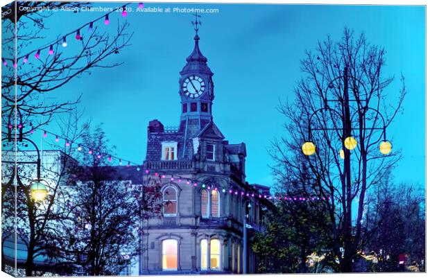 Doncaster Clock Corner Canvas Print by Alison Chambers