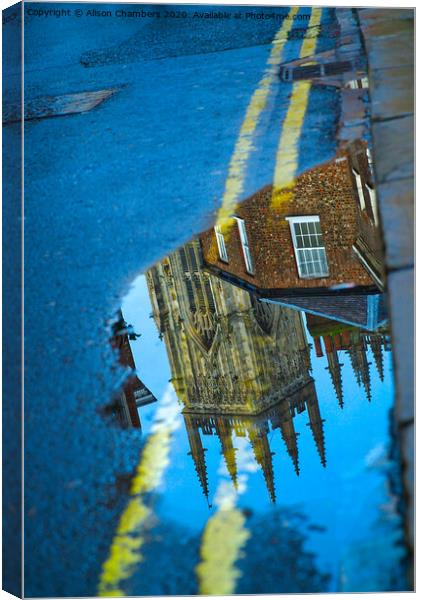 York Minster Reflection  Canvas Print by Alison Chambers