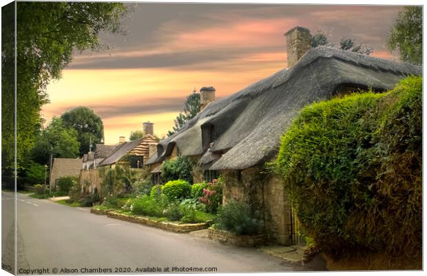 Cottage on the Lane Broad Campden Canvas Print by Alison Chambers