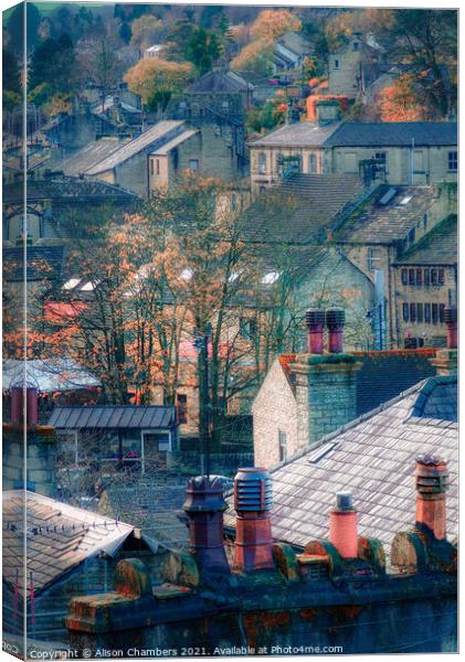 Holmfirth Rooftops and Chimney Pots  Canvas Print by Alison Chambers