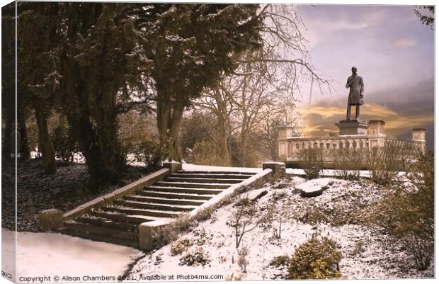 Snow Covered Locke Park Canvas Print by Alison Chambers