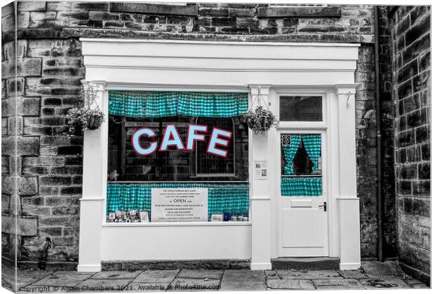 Sids Cafe Holmfirth Canvas Print by Alison Chambers