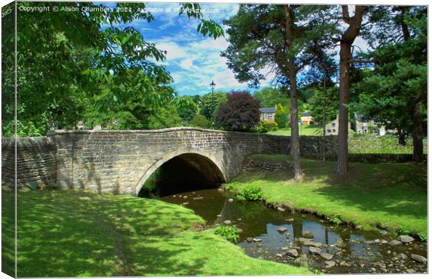 Smithy Bridge at Low Bradfield Canvas Print by Alison Chambers
