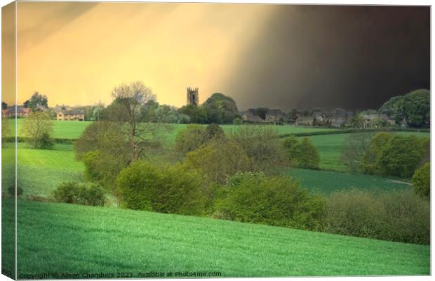 Emley Across The Fields Canvas Print by Alison Chambers