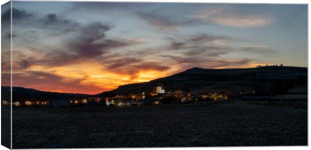 night view of an agricultural village in Spain Canvas Print by David Galindo