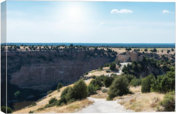 Canyon with the curves of the Hoces of Duraton river in Segovia, Spain Canvas Print by David Galindo