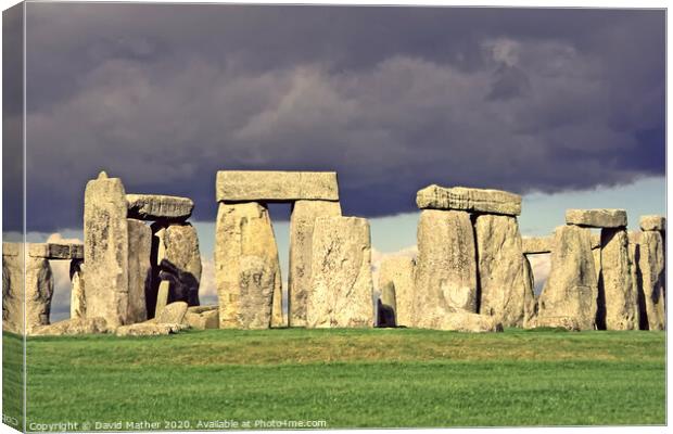 Storm over Stonehenge Canvas Print by David Mather