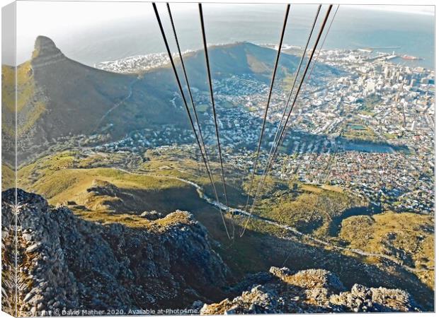 Down the cable car from Table Mountain Canvas Print by David Mather