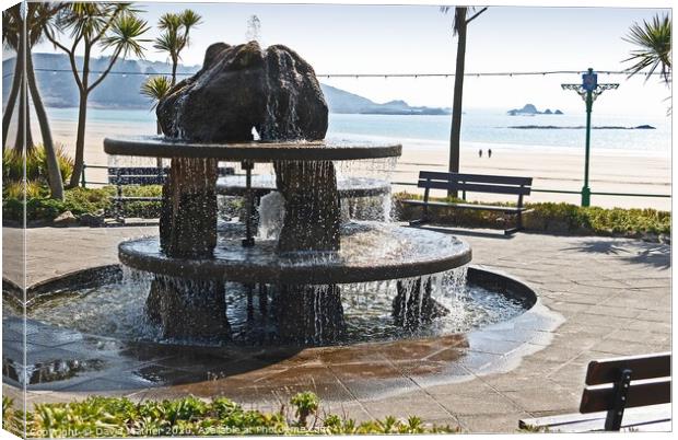 Fountain at St. Brelade's Bay, Jersey, Channel Islamds Canvas Print by David Mather