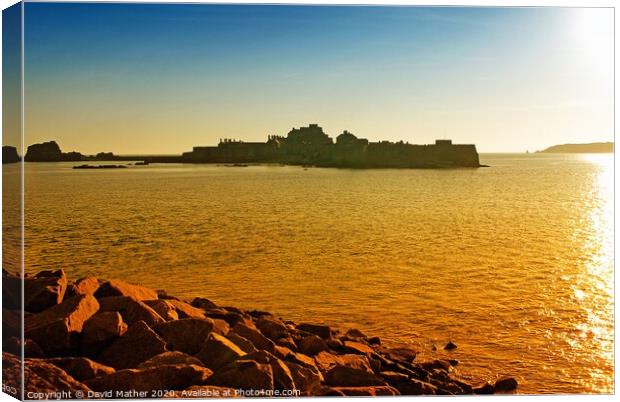 Sunset at St. Hellier, Jersey, Channel Islands Canvas Print by David Mather