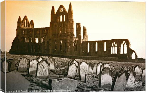 Last light on Whitby Abbey, North Yorkshire Canvas Print by David Mather