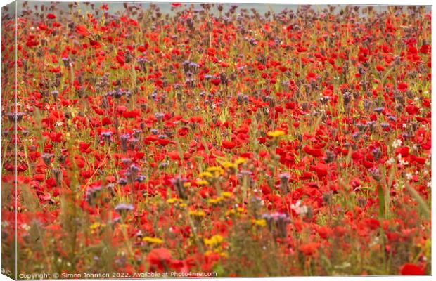 Summer poppy field Canvas Print by Simon Johnson