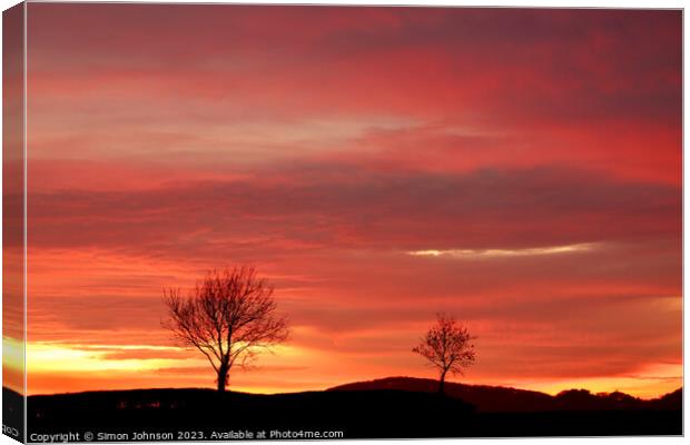 Cotswold Sunset  Canvas Print by Simon Johnson