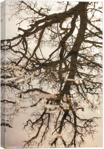 tree reflections Canvas Print by Simon Johnson