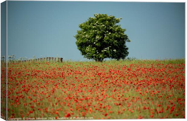 tree and poppy Canvas Print by Simon Johnson