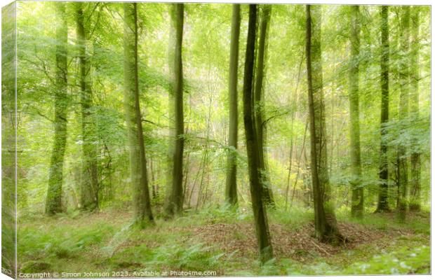 woodland with ICM and soft focus Canvas Print by Simon Johnson