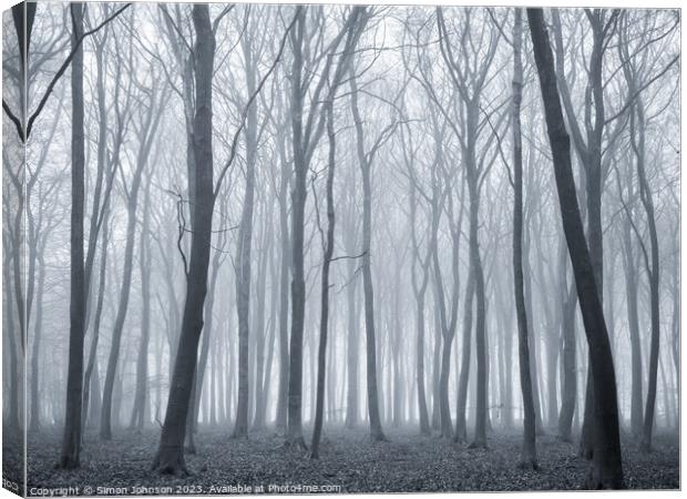 Woodland mist Canvas Print by Simon Johnson