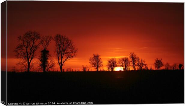 Tree silhouette sunrise Canvas Print by Simon Johnson