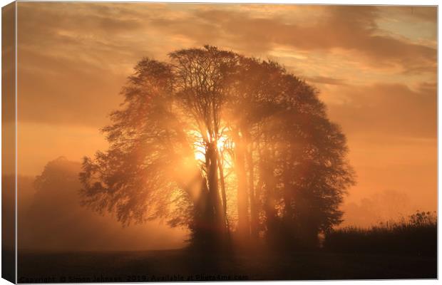 Misty Sunrise Canvas Print by Simon Johnson