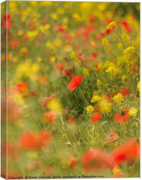 Impressionist image of poppies Canvas Print by Simon Johnson