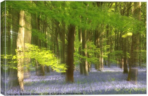 Bluebell Woodland Canvas Print by Simon Johnson