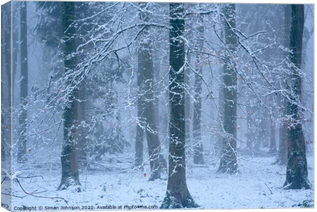 Woodland snowscape Canvas Print by Simon Johnson
