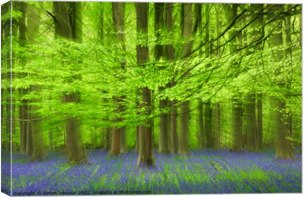 Bluebell Woodland Canvas Print by Simon Johnson