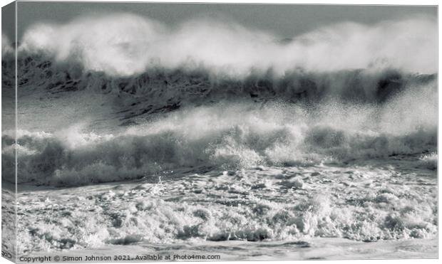 sunlit wind blown Storm wave Canvas Print by Simon Johnson