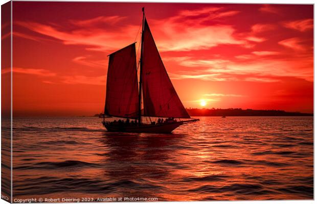 Sailing Into The Sunset Canvas Print by Robert Deering