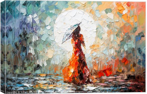 girl with umbrella Canvas Print by Robert Deering