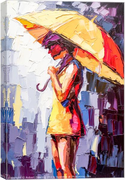 young woman with umbrella Canvas Print by Robert Deering