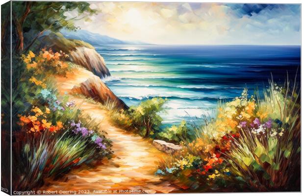 Tropical Cliff Top Path Canvas Print by Robert Deering