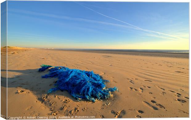 Discarded Fishing Net On Beach Canvas Print by Robert Deering