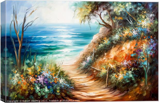 Tropical Path To The Sea Canvas Print by Robert Deering