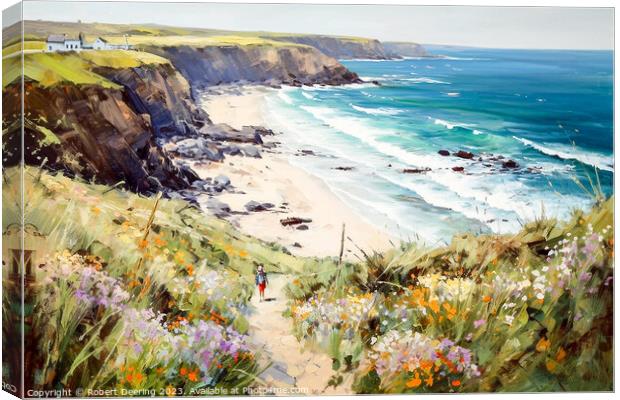 steep beach path Canvas Print by Robert Deering