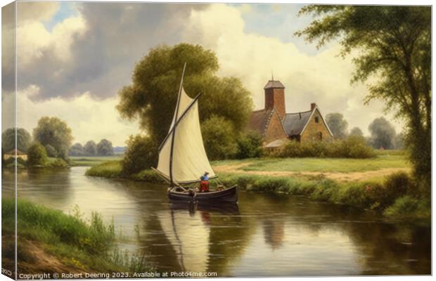 Sailing Boat on Norfolk River Canvas Print by Robert Deering