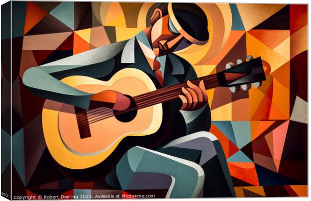 Traditional Guitar Player Canvas Print by Robert Deering