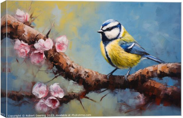 Woodland Wanderer: Blue Tit's Perch Canvas Print by Robert Deering