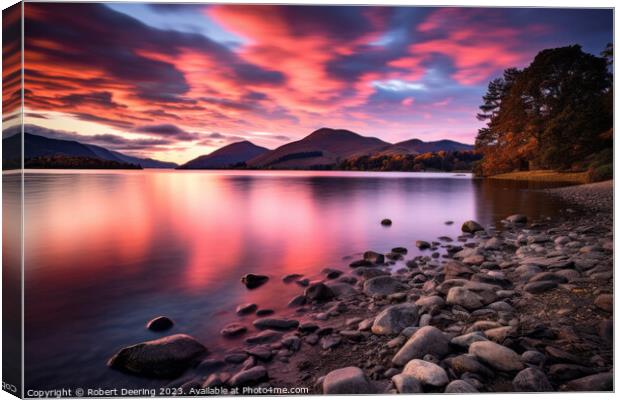 Lake District Sunset Reflections Canvas Print by Robert Deering