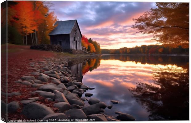 New England Shack in Fall Canvas Print by Robert Deering