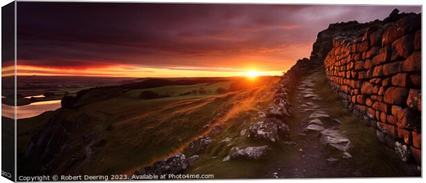 Sunset's Glow on Hadrian's Wall Canvas Print by Robert Deering