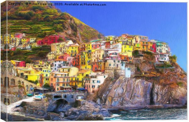 Manarola Cinque Terre Italy Canvas Print by Robert Deering