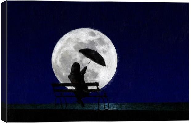 girl and moon Canvas Print by Robert Deering