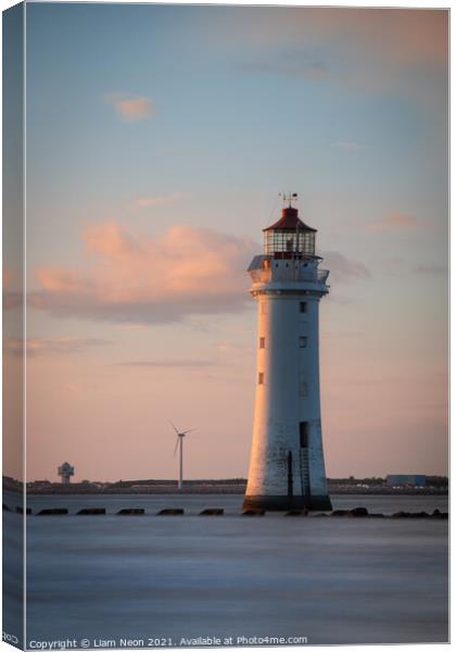 High Tide New Brighton Lighthouse Canvas Print by Liam Neon