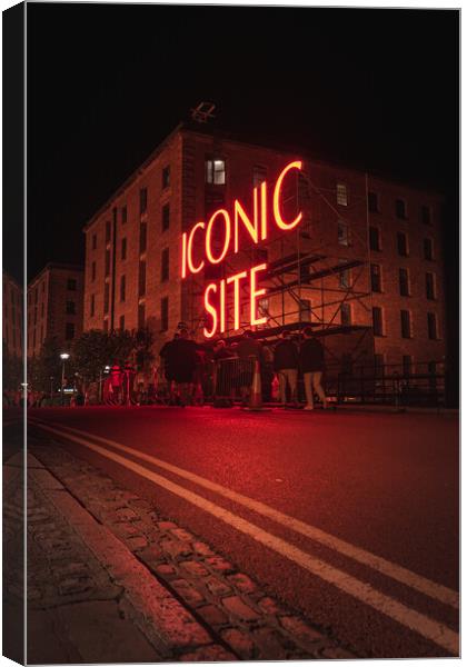 Iconic Site at Liverpool River of Light Trail Canvas Print by Liam Neon