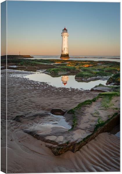 Lighthouse on the Rocks Canvas Print by Liam Neon