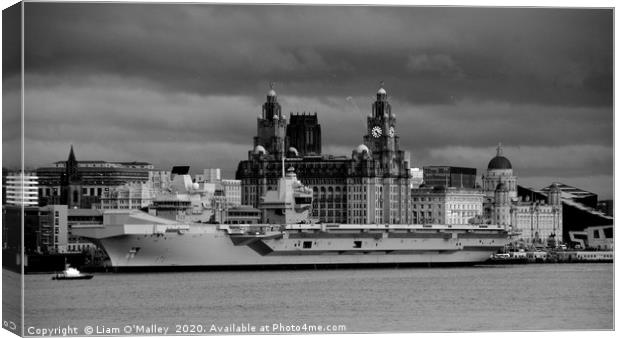 HMS Prince of Wales in Liverpool Canvas Print by Liam Neon