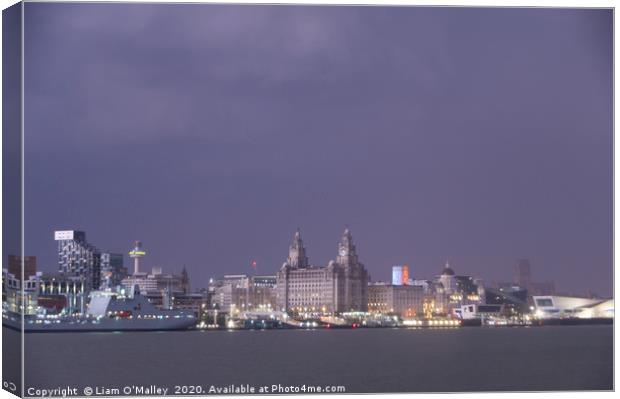 Liverpool Waterfront Lightning Illuminations Canvas Print by Liam Neon